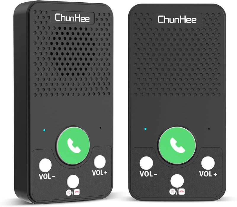 ChunHee 2 Way intercom System for Elderly, Full Duplex Hands Free Talk Wireless Intercom System, Push to Talk | 1000mAh Battery | No WiFi | Cell Needed (2-Pack) - Image 1